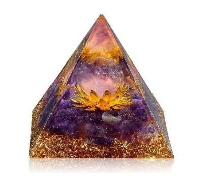 [32287] Amethyst Lotus Orgonite Crystal Pyramid – 80mm