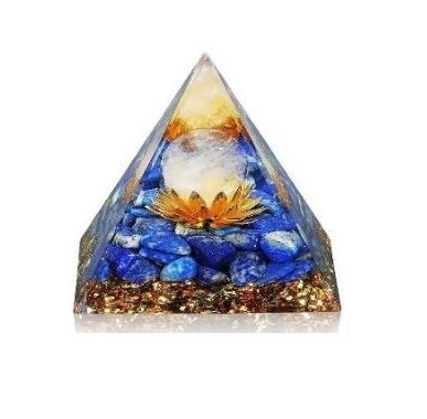 [32289] Lotus Orange Orgonite Crystal Pyramid – 80mm