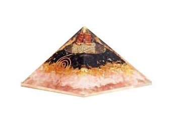 [32298] Citrine Rose Quartz Orgonite Crystal Pyramid – 80mm