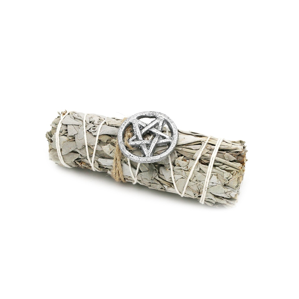 4" White Sage w/ Pentacle Charm Smudge Stick