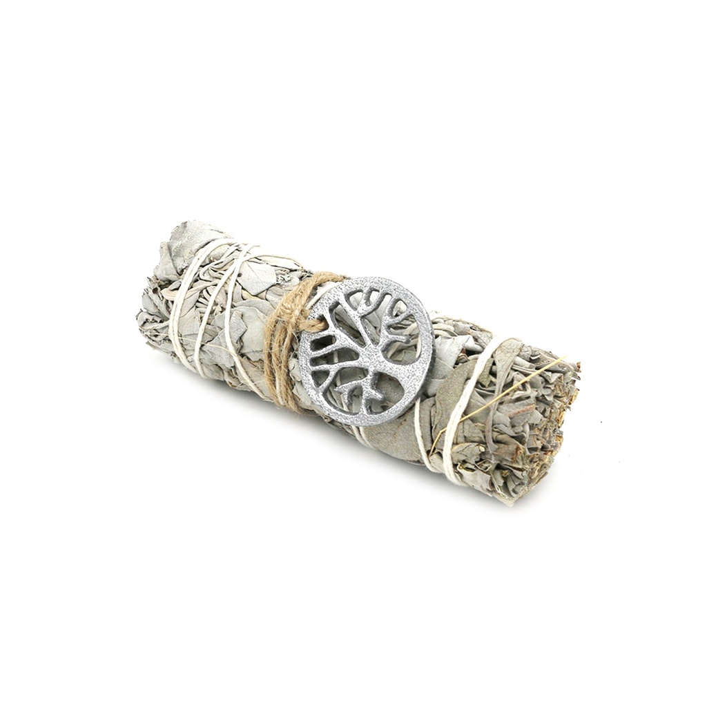 [12048] 4" White Sage w/ Tree of Life Charm Smudge Stick