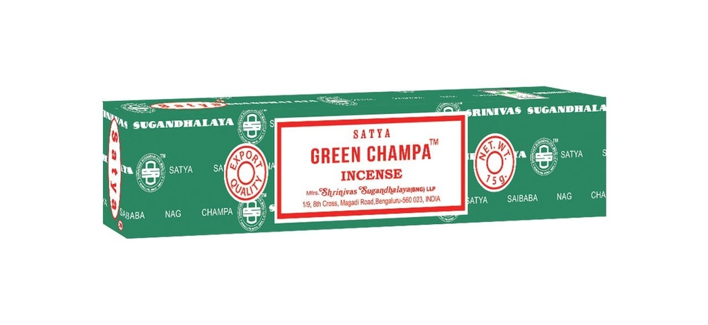 Satya Green Champa Incense Sticks – 15g / 12-Pack Box