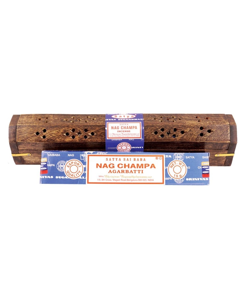 Satya Nag Champa Incense Burner Box with Sticks – 15g