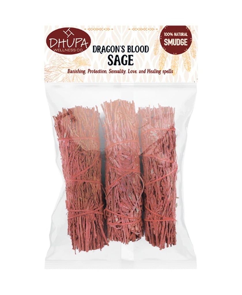 [51315] Dragon's Blood Sage Smudge Sticks – 4" / Retail Pack