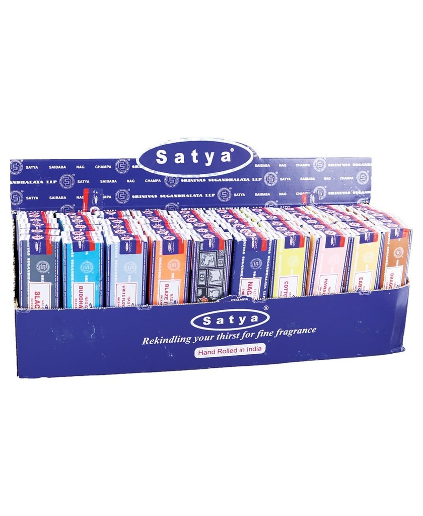 [51339] Satya Assorted Incense Cones Display – 60 Packs / 10 Fragrances