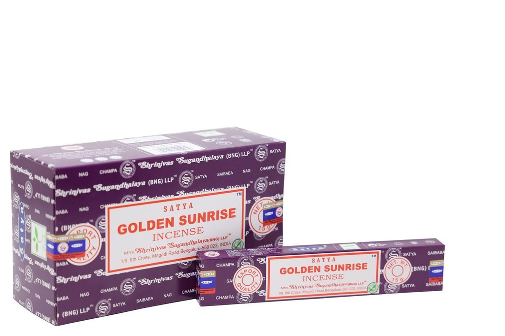 Satya Golden Sunrise Incense Sticks – 15g / 12-Pack Box