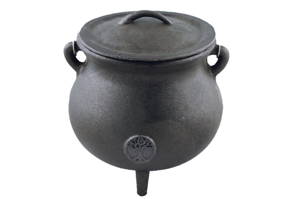 [10060] Tree of Life Cast Iron Cauldron w/ Lid – 7"