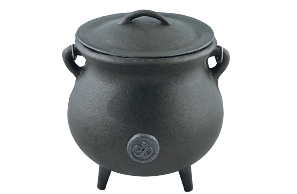 [10061] Om Cast Iron Cauldron w/ Lid – 7"