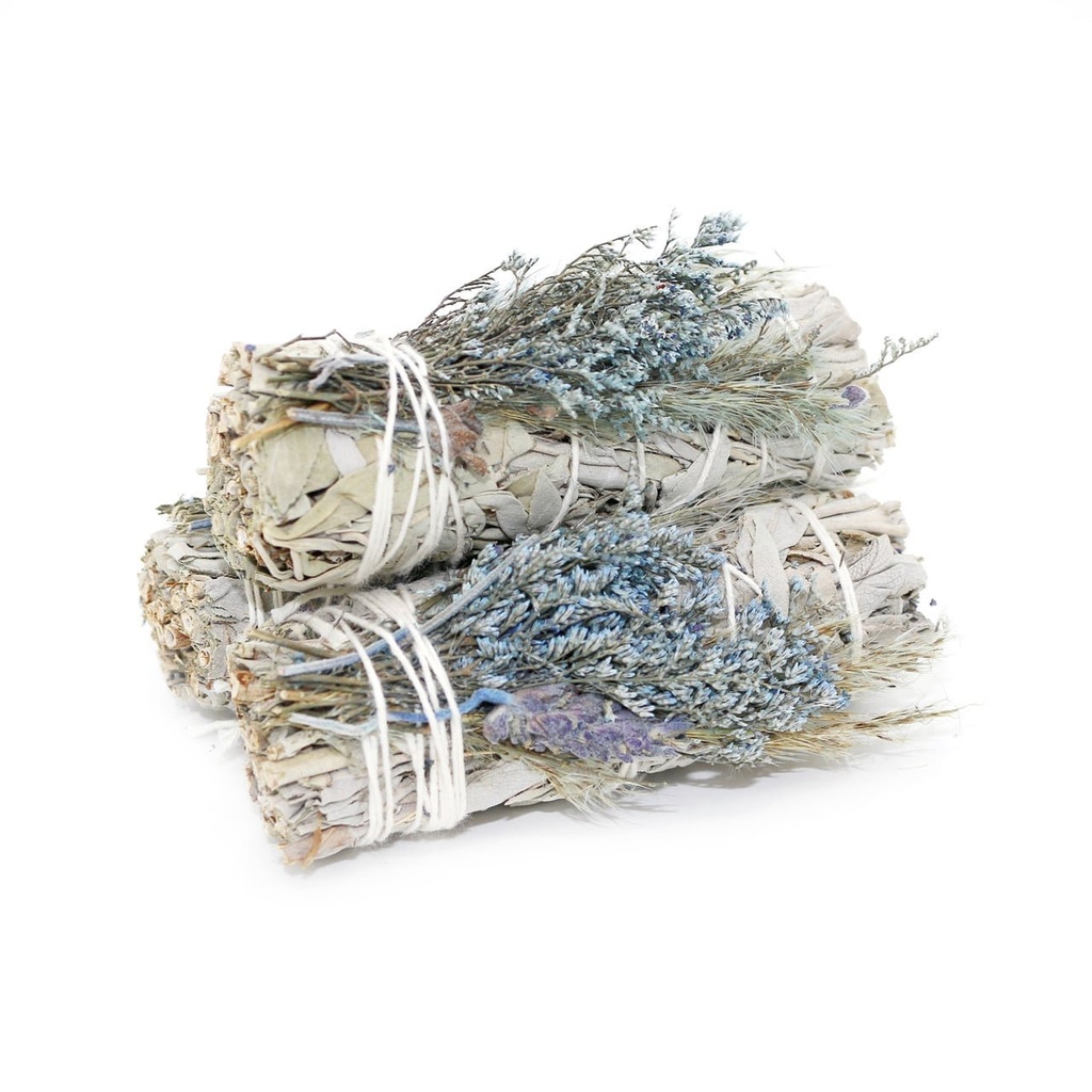 4" Blue Bouquet White Sage Smudge Stick