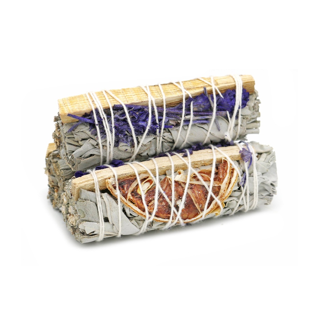 White Sage w/ Palo Santo & Orange Smudge Stick – 4"