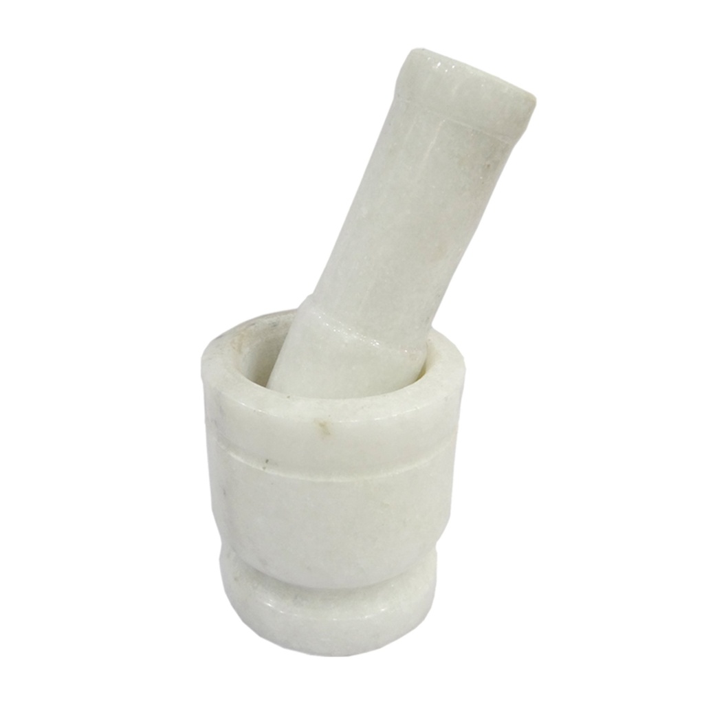 [87681] White Marble Mortar & Pestle – 3" x 3"