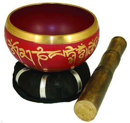 [89613] Red Yin Yang Tibetan Singing Bowl – 4.25"