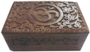 Front Om Carved Wooden Box – 6" x 4"