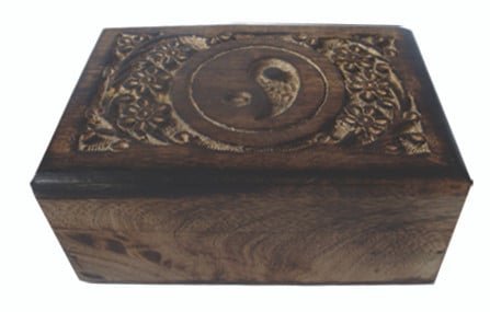 [89994] Yin Yang Carved Wooden Box – 6" x 4"