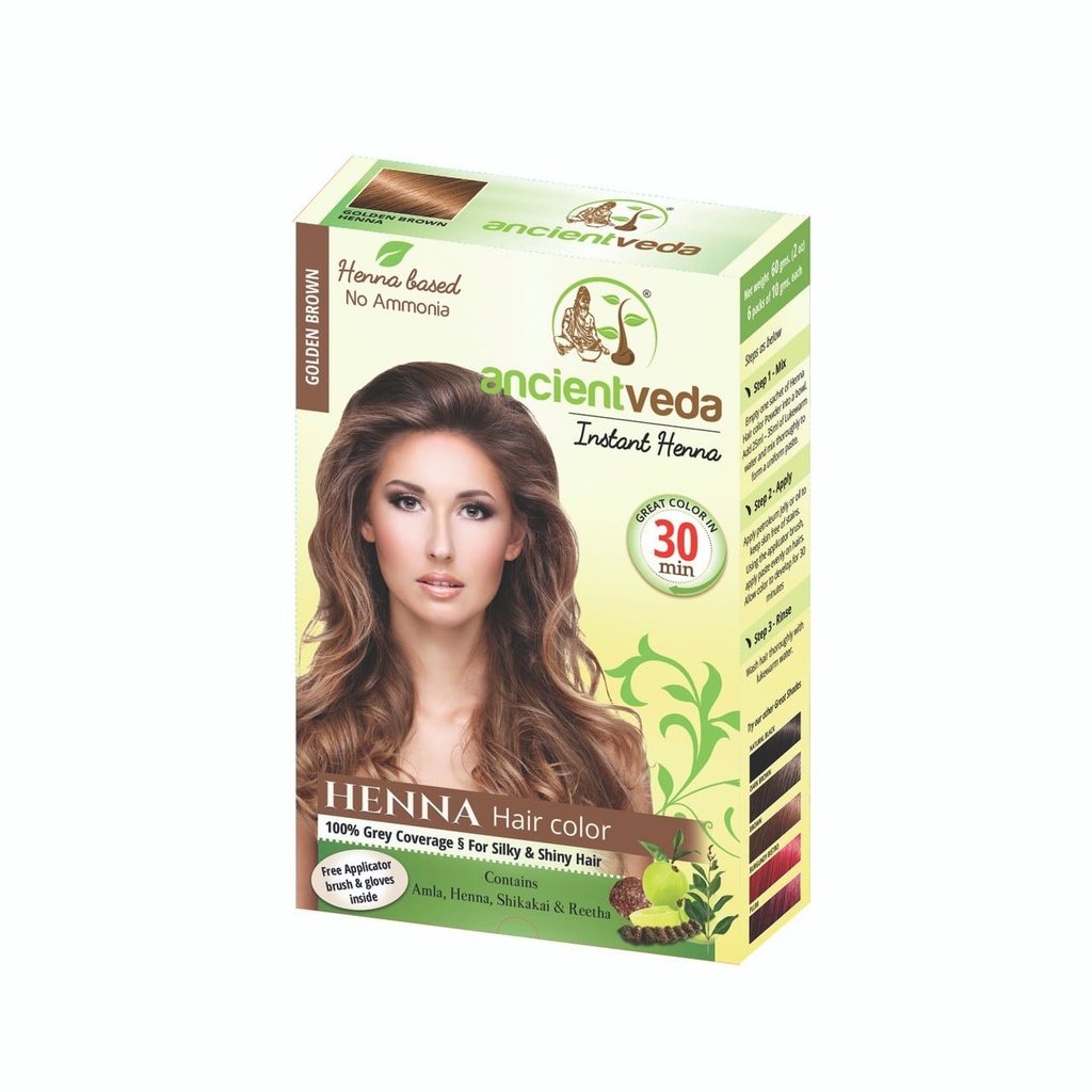 [90375] AncientVeda Instant Golden Brown Henna Hair Dye