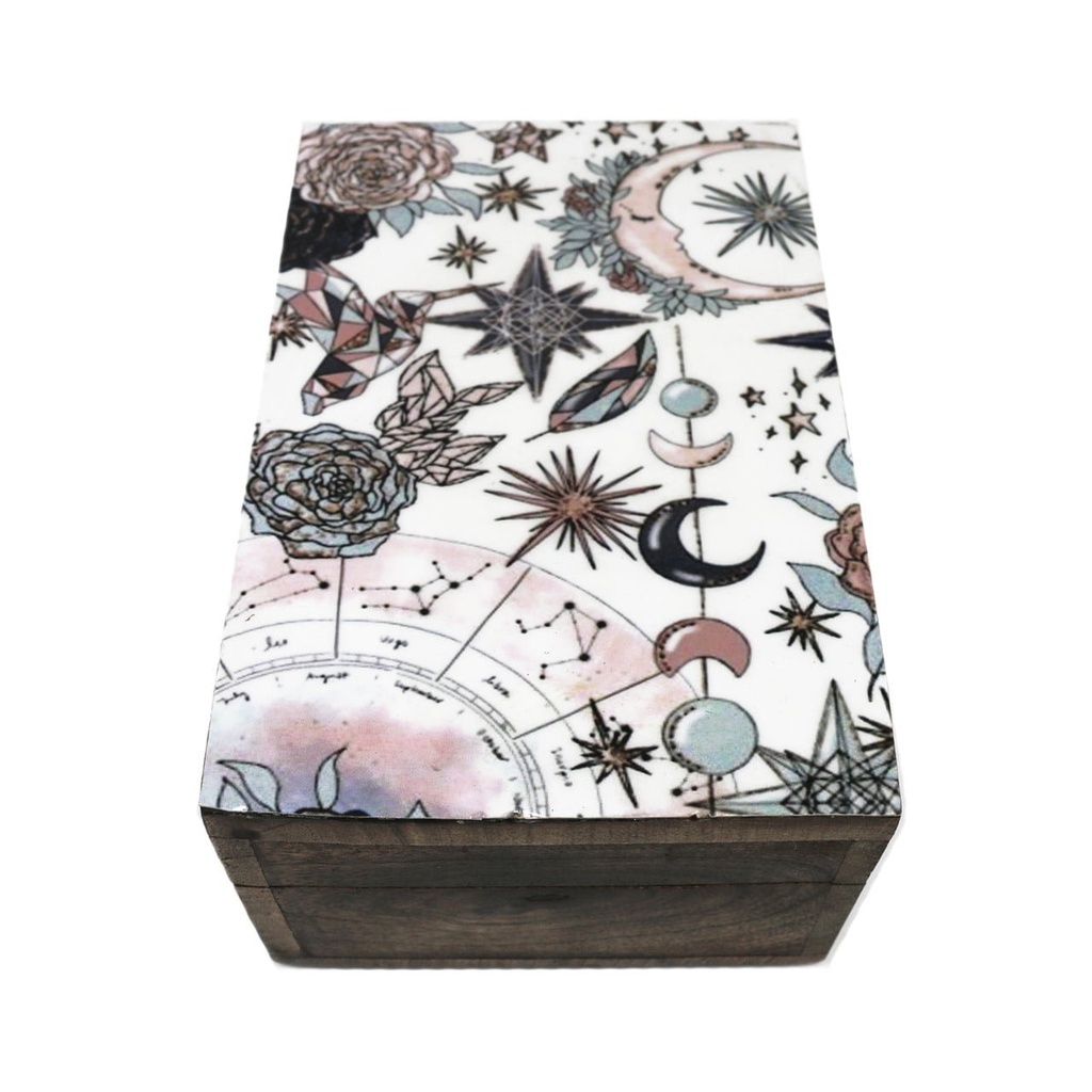 [14011] Celestial Pink Brown Wooden Storage Box – 6" x 4"