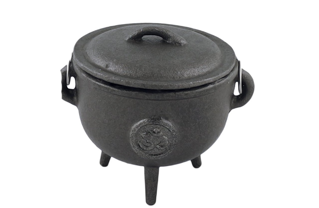 [10064] Om Cast Iron Cauldron w/ Lid – 4.5"