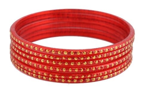 [90839] Red Glass Bangles – 2.08" Diameter / Set of 12