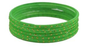 [90843] Parrot Green Glass Bangles – 2.12" Diameter