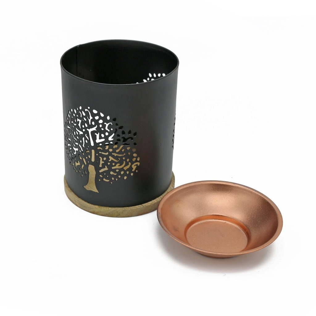[14020] Tree of Life Brass Oil Burner w/ Mesh