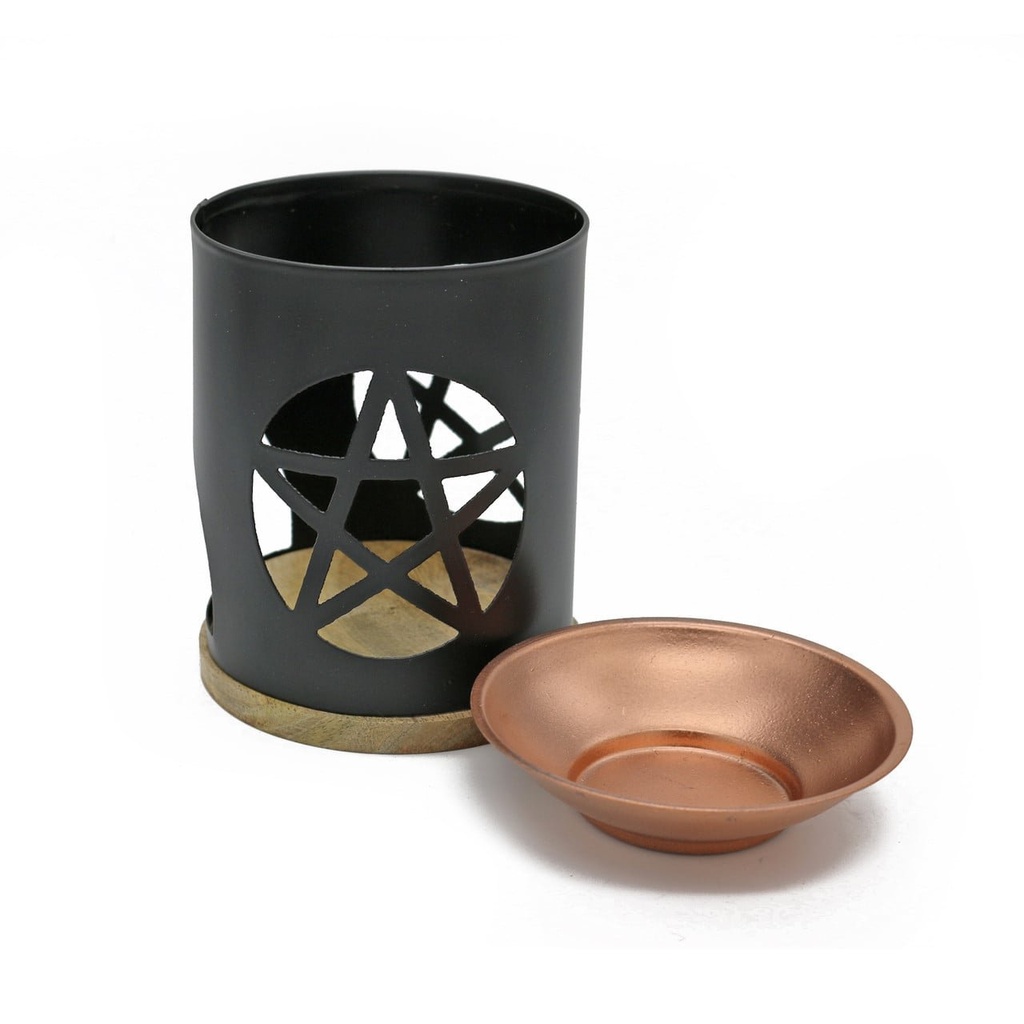 [14021] Pentacle Brass Oil Burner w/ Mesh