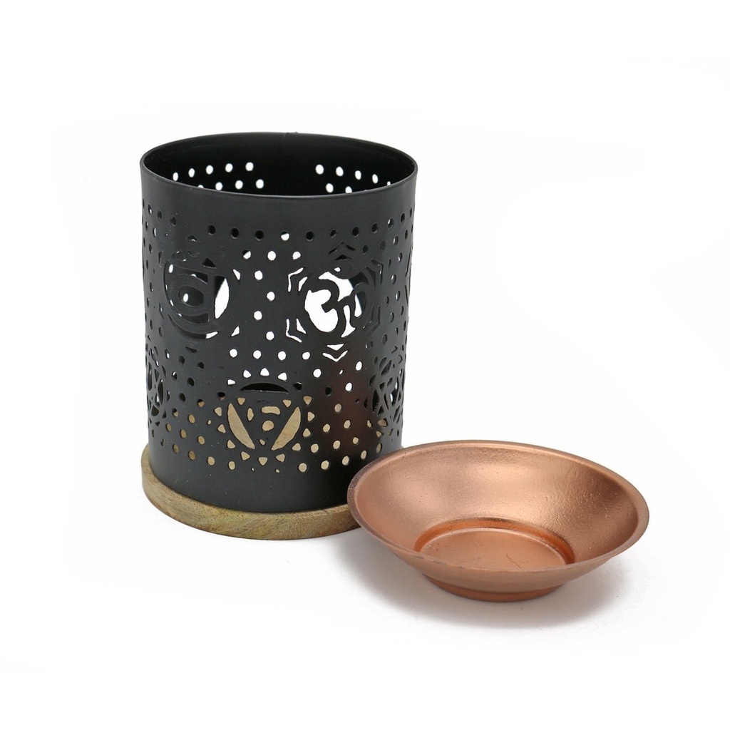 [14022] 7 Chakras Brass Oil Burner w/ Mesh