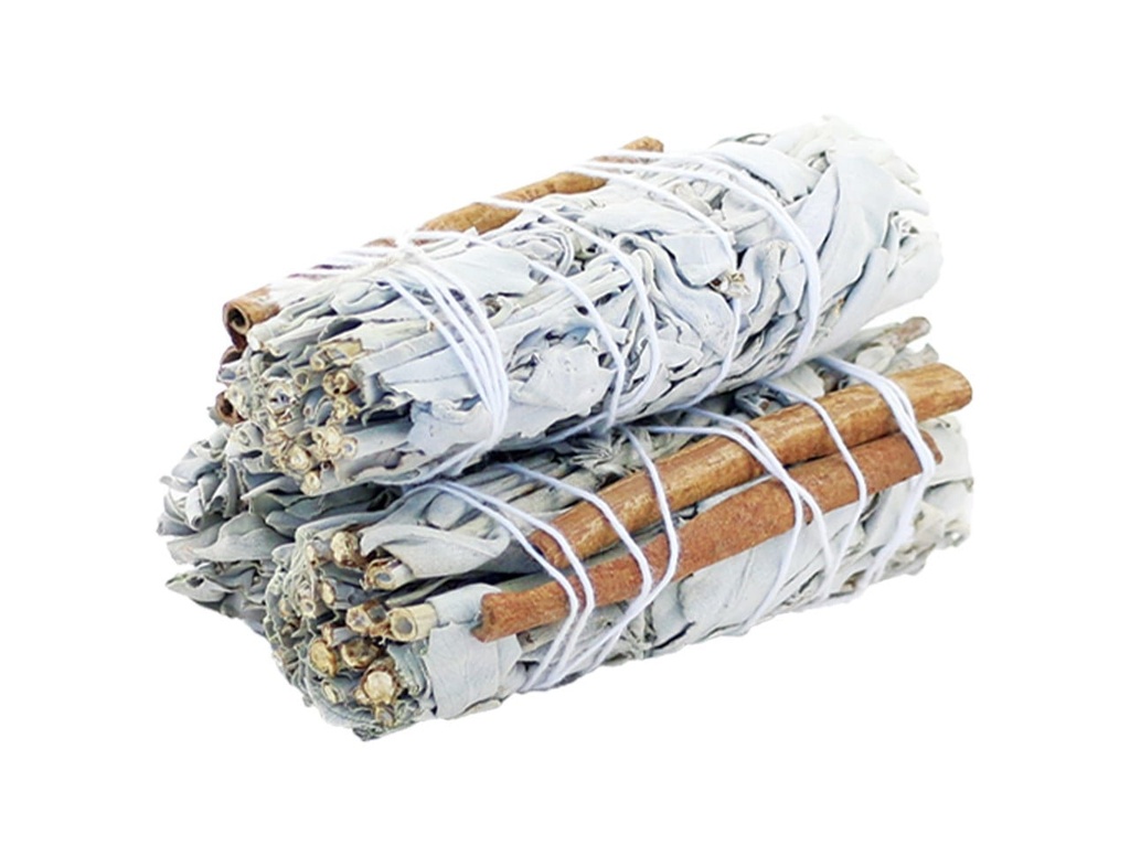 [91359] White Sage & Cinnamon Smudge Stick – 4"