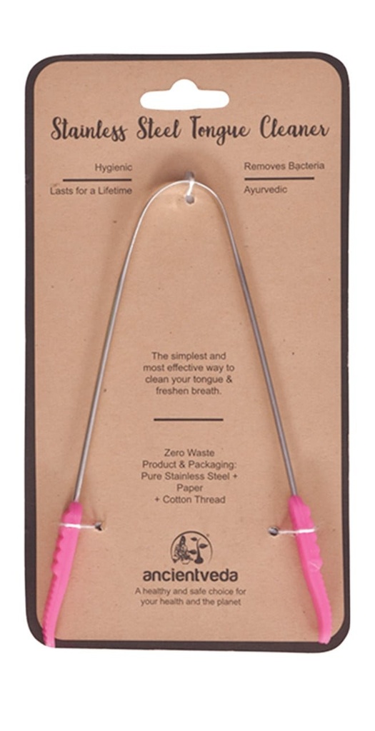 [91407] AncientVeda Stainless Steel Tongue Cleaner w/ Plastic Grip