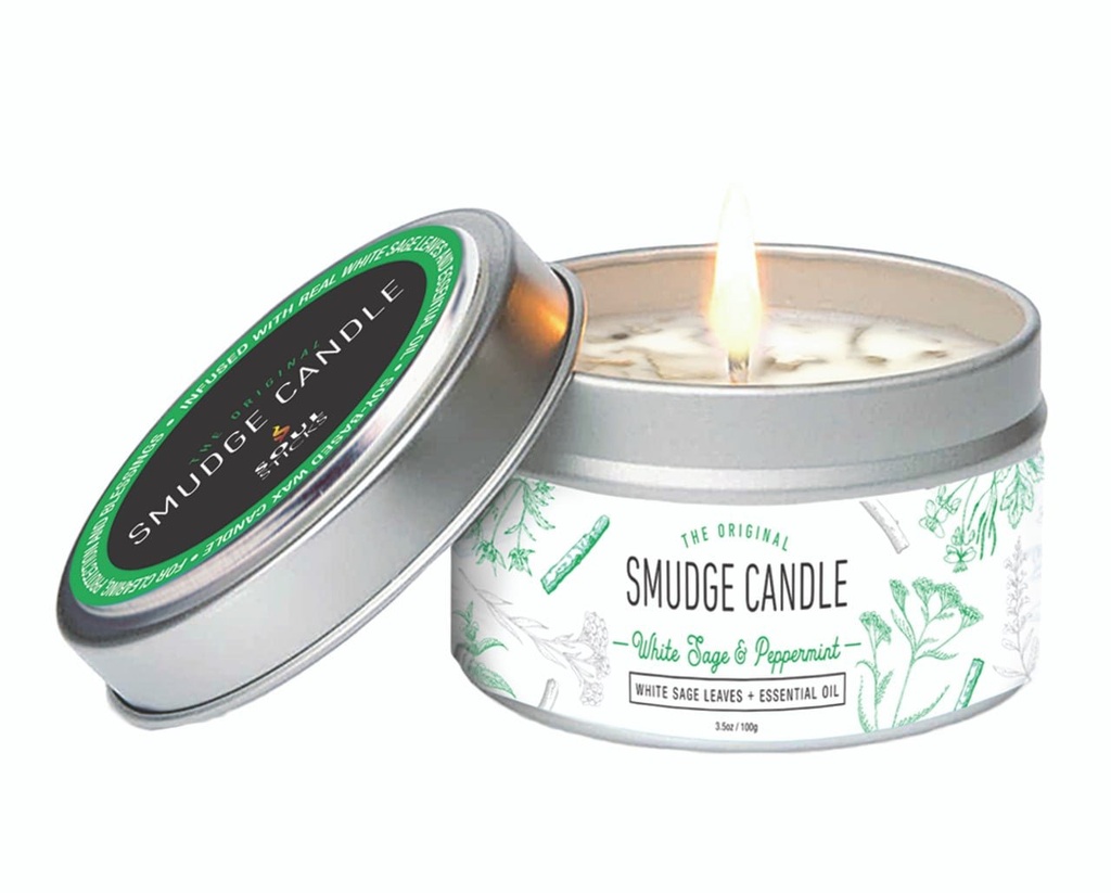 White Sage & Peppermint Smudge Candle – 100g