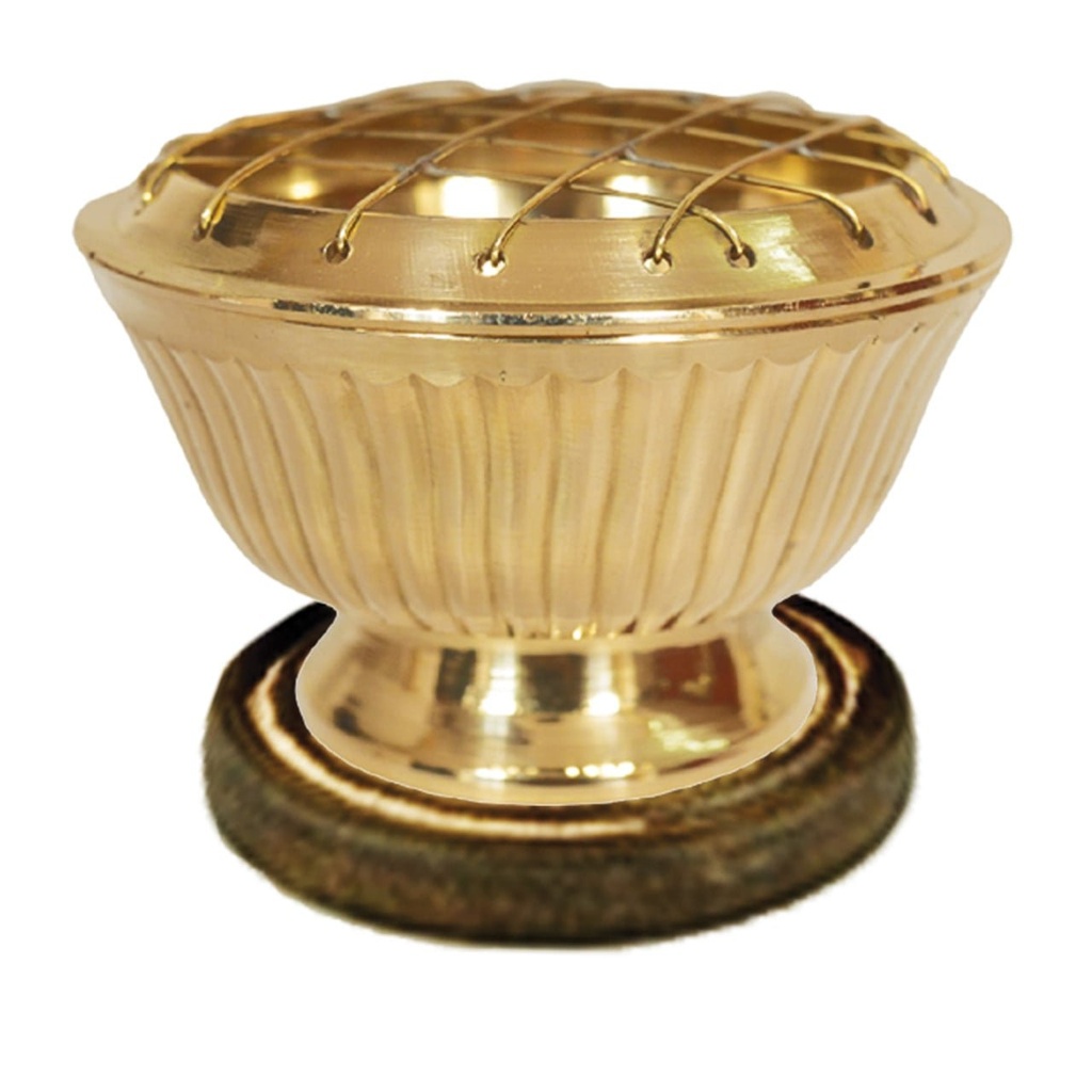 [91707] Brass Screen Charcoal Burner w/ Coaster – 3.5"