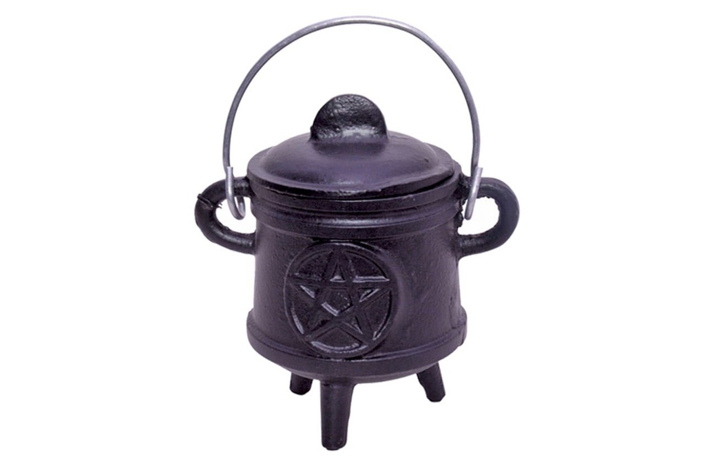 [91723] Pentacle Cast Iron Cauldron w/ Lid – 4.5"