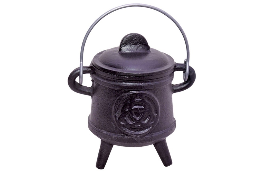 [91724] Triquetra Cast Iron Cauldron w/ Lid – 4.5"