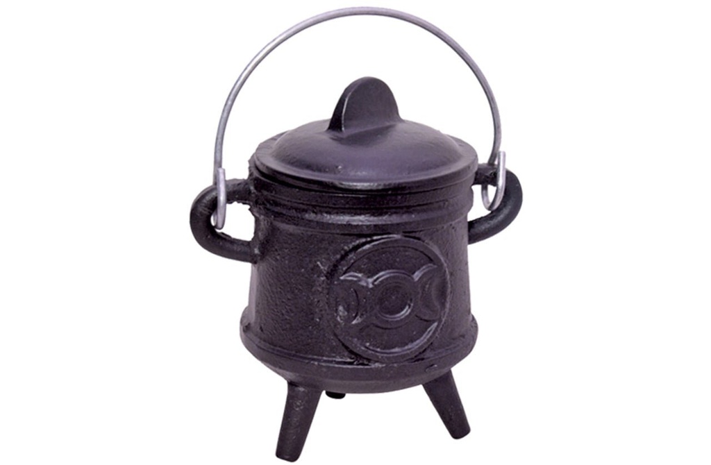 [91725] Triple Moon Cast Iron Cauldron w/ Lid – 4.5"