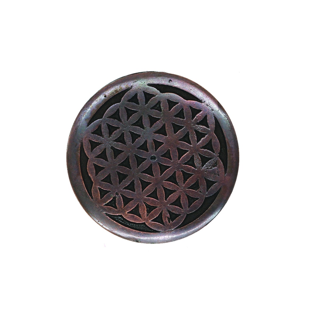 [91729] Flower of Life Aluminum Incense Burner – 3.5"