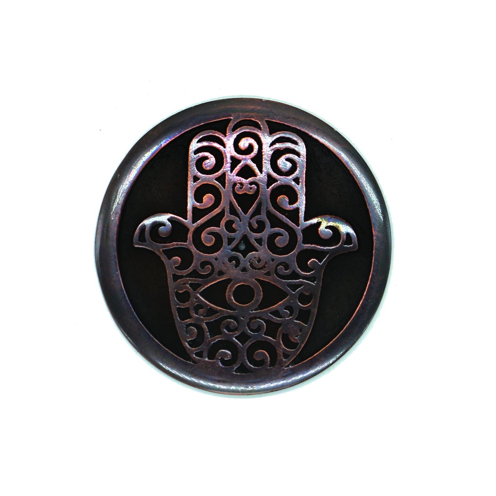 [91731] Hamsa Hand Aluminum Incense Burner – 3.5"