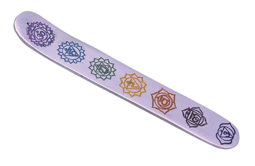 [91752] Seven Chakras Aluminum Incense Ashcatcher (C) – 10"