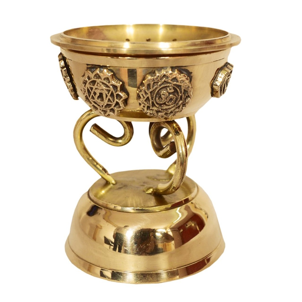 [91759] 7 Chakras Brass Screen Charcoal Burner – 3.5"