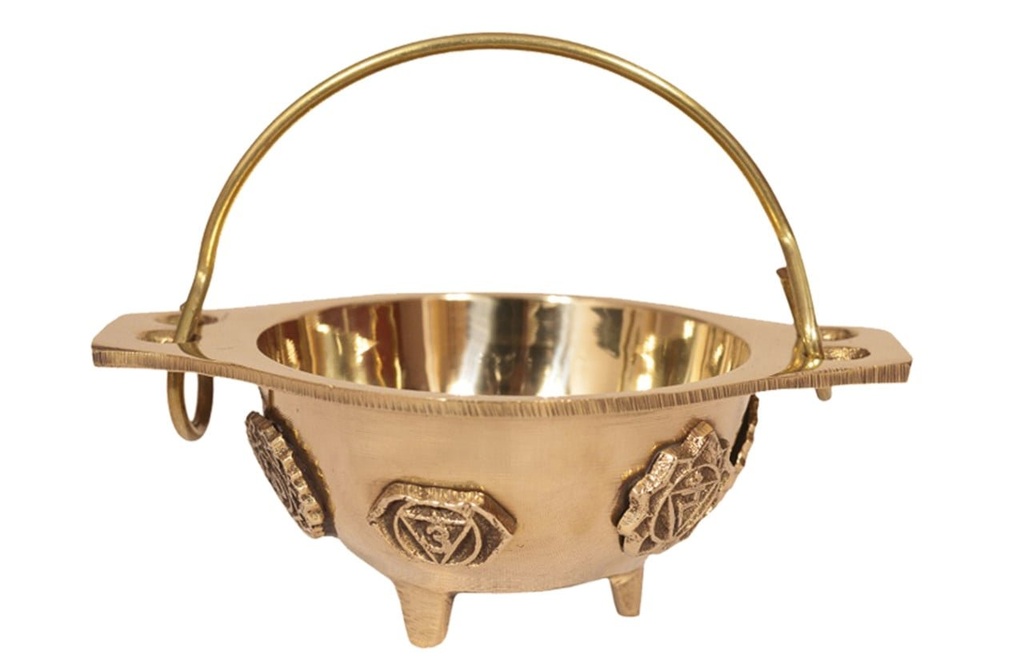 [91764] 7 Chakras Brass Cauldron – 4.5"