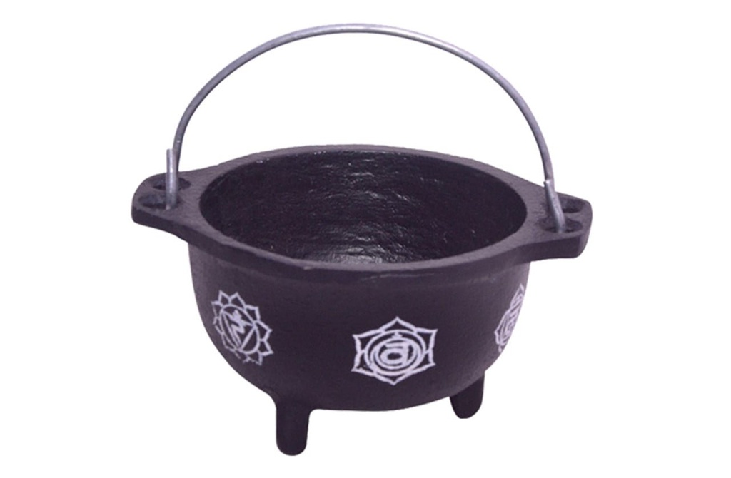 [91768] 7 Chakras Cast Iron Cauldron – 4.5"