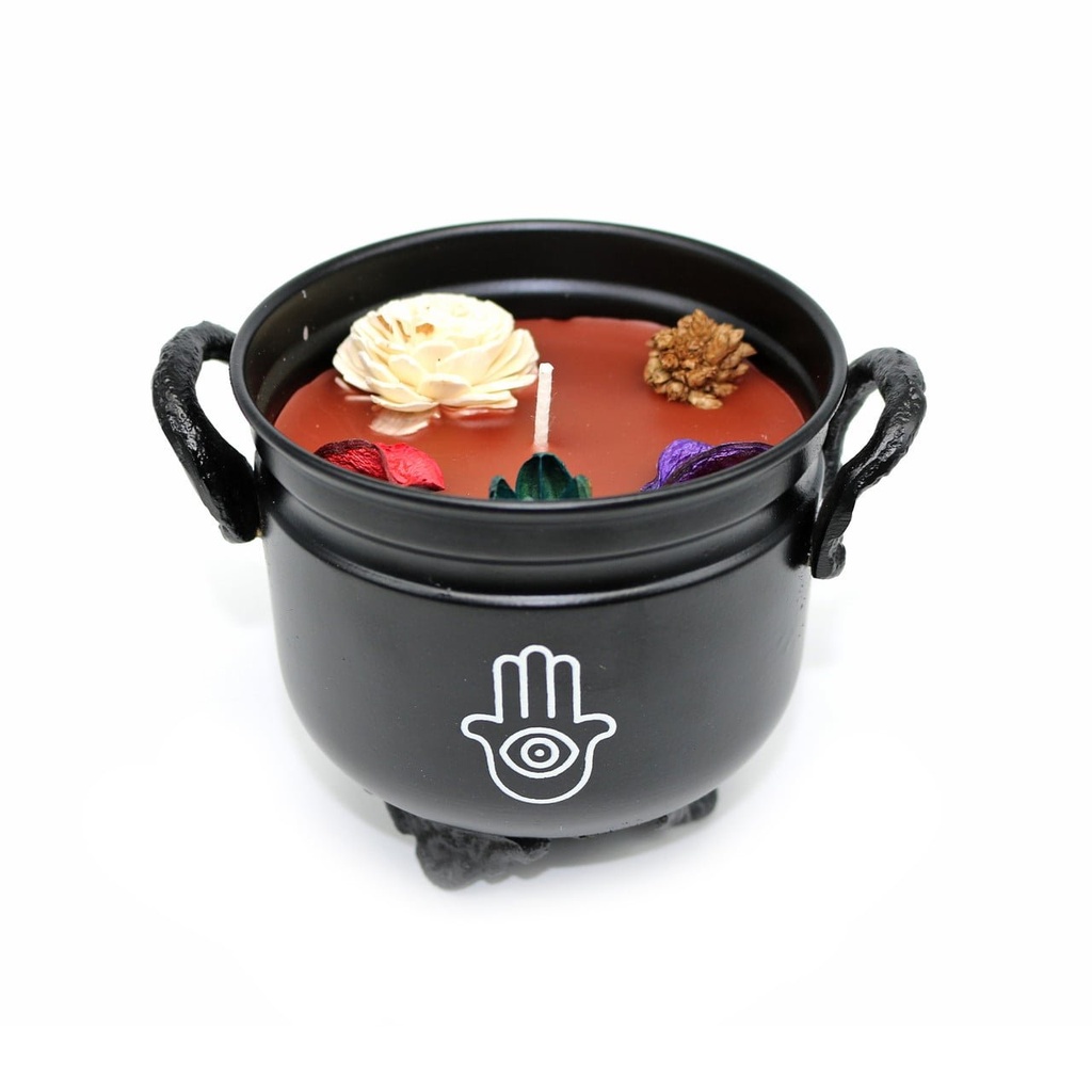 [14052] Palo Santo Hamsa Hand Cauldron Candle – 11.5 oz