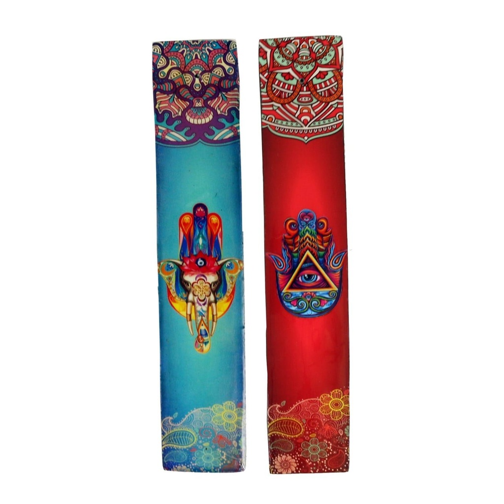 [91881] 11" Hamsa Wooden Incense Ashcatchers – Set of 6