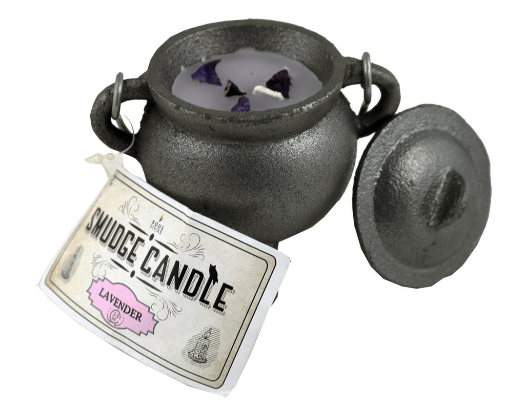 Lavender Cast Iron Cauldron Smudge Candle – 4"
