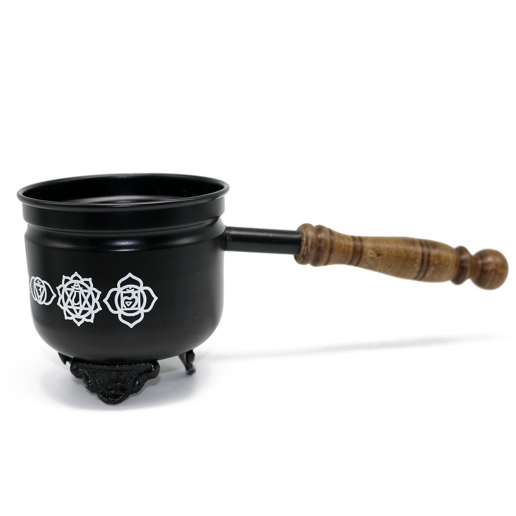 [14060] 7 Chakras Smudge Pot w/ Handle – 4"