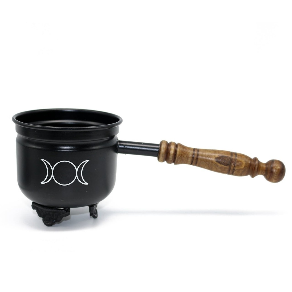[14063] Triple Moon Smudge Pot w/ Handle – 4"