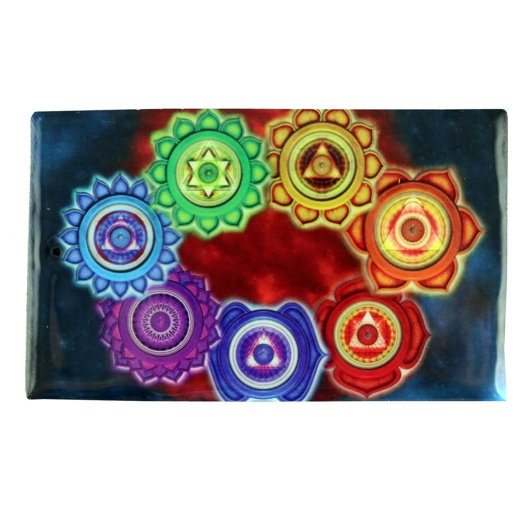[91964] 7 Chakras Wooden Incense Ashcatcher – 5" x 3"