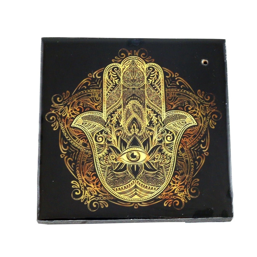 [91965] Hamsa Wooden Incense Ashcatcher – 4"