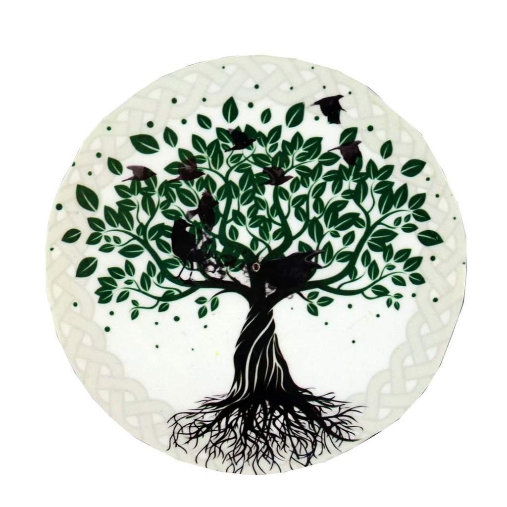 [91974] Tree of Life Wooden Incense Ashcatcher – 4"