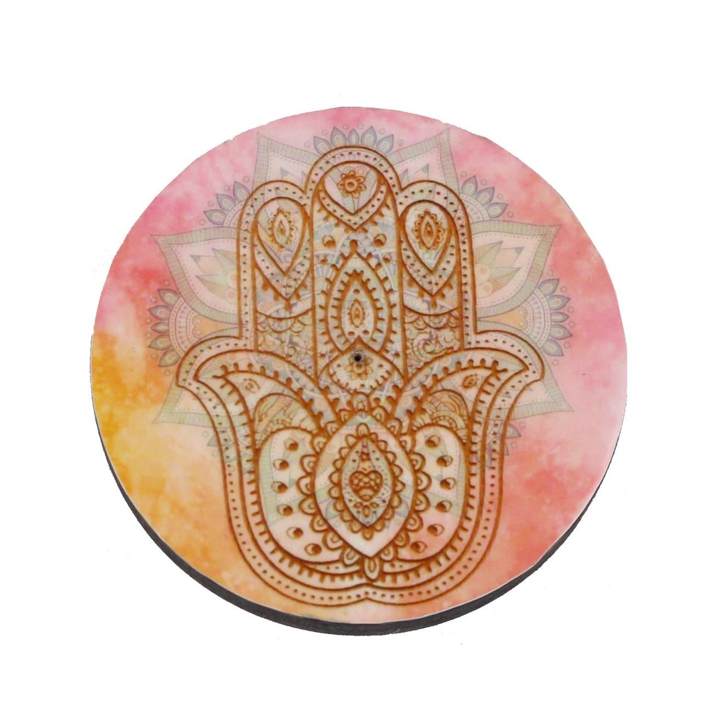 [91976] Hamsa Wooden Incense Ashcatcher – 4"