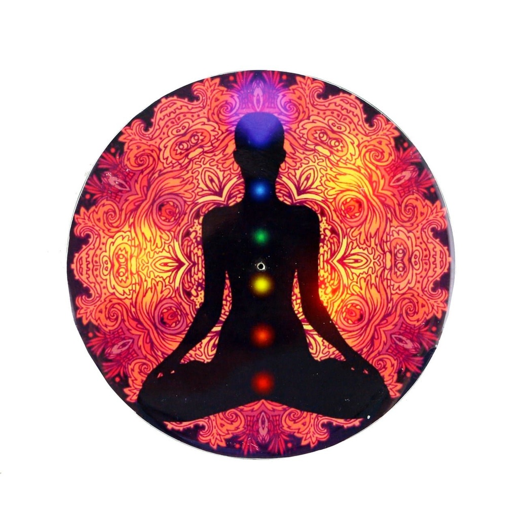 [91981] 7 Chakras Wooden Incense Ashcatcher – 4"