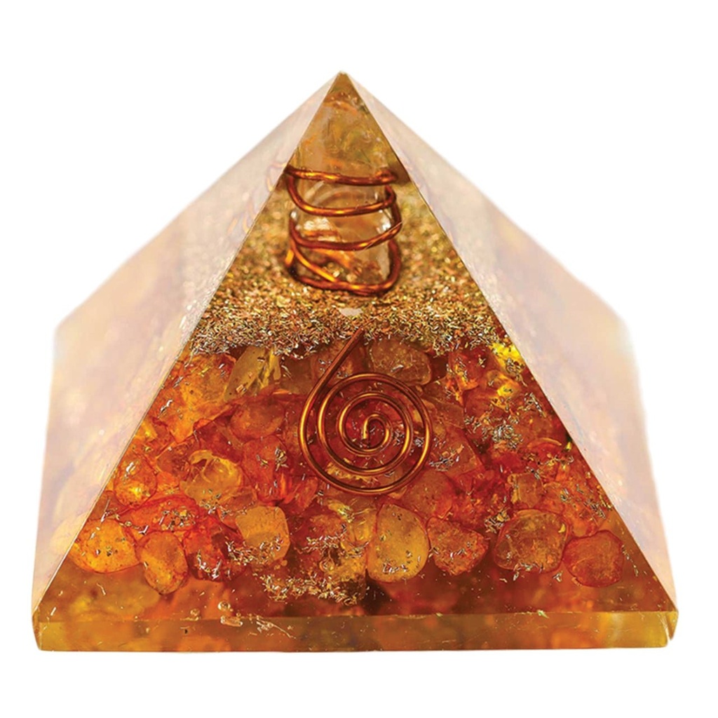 [92012] Citrine Orgonite Crystal Pyramid – 60-70mm